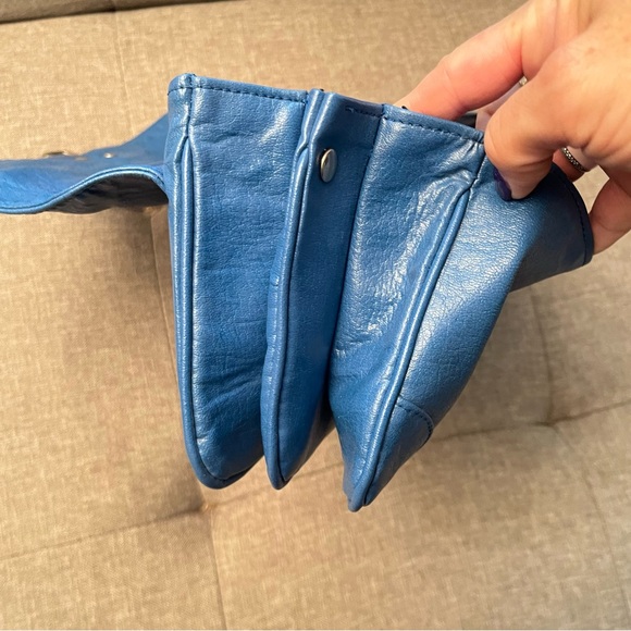 Vintage Boscha Lederwaren Modell Blue Soft Leather Clutch Bag Made West Germany - Picture 4 of 11